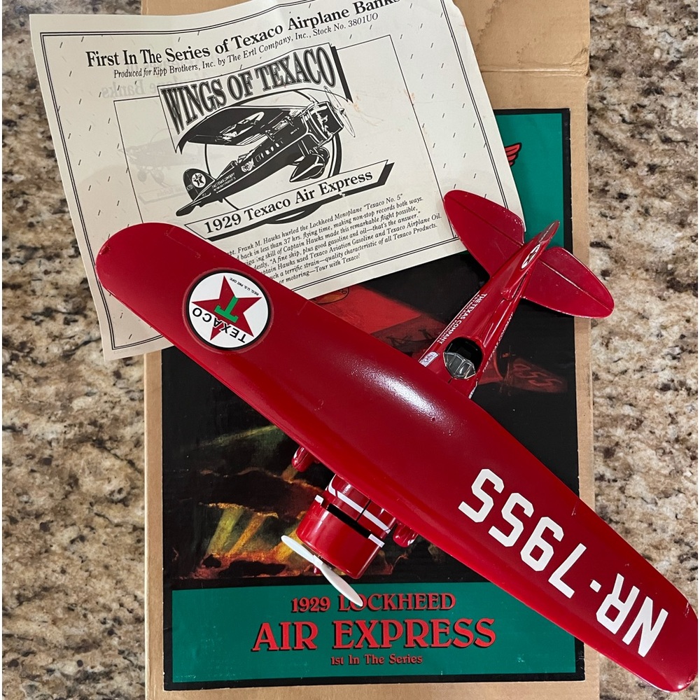 1929 Lockheed Air Express Texaco Plane Coin Bank
